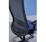 Chaise de bureau August tissu et maille - mécanisme Synchrone + réglage profondeur d’assise -  support lombaire - pieds noir