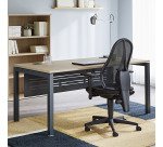 Bureau droit plateau chêne clair Teamline L 160 cm - piètement métal