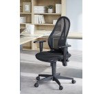 Chaise de bureau Holly tissu et maille - Dossier maille - avec ou sans accoudoirs - Mécanisme Contact permanent - Pied noir