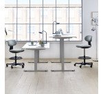 Bureau assis-debout Ecla Ergo réglage électrique en hauteur piètement gris aluminium