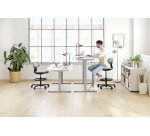 Chaise haute SIELLO tissu - dossier bas - sans accoudoirs - mécanisme haut/bas - pieds noir