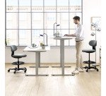 Bureau assis-debout Ecla Ergo réglage électrique en hauteur piètement gris aluminium