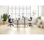 Chaise de bureau ERGO MOOV' - Tissu et maille - Dossier avec soutien lombaire rembourré  - Appui-tête - Accoudoirs - Mécanisme synchrone avec réglage profondeur d'assise