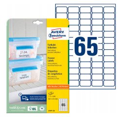 Etichette bianche in carta specifiche per freezer Avery 38,1 x 21,1 mm, adatte a stampanti Laser e Inkjet