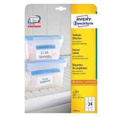 Etichette bianche in carta specifiche per freezer Avery 63,5 x 33,9 mm, adatte a stampanti Laser e Inkjet