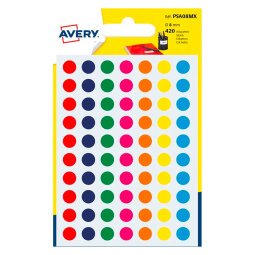 Etichette autoadesive tonde Avery colori assortiti diam. 8 mm 70 etic/foglio 420 etich/pacco