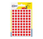 Etichette autoadesive tonde Avery rosso diam. 8 mm 70 etic/foglio 490 etich/pacco