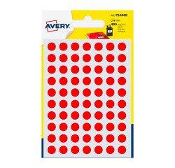 Etichette autoadesive tonde Avery rosso diam. 8 mm 70 etic/foglio 420 etich/pacco