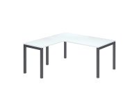 Bureau d'angle Arko L 160 x P 160 cm blanc piètement métal anthracite