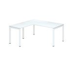Bureau d'angle L 160 x P 160 cm blanc piètement métal - Team line