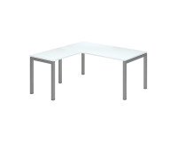 Bureau d'angle Arko L 160 x P 160 cm blanc piètement métal aluminium