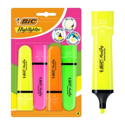 Evidenziatori con fusto piatto Bic Highlighter Neon 4 pezzi
