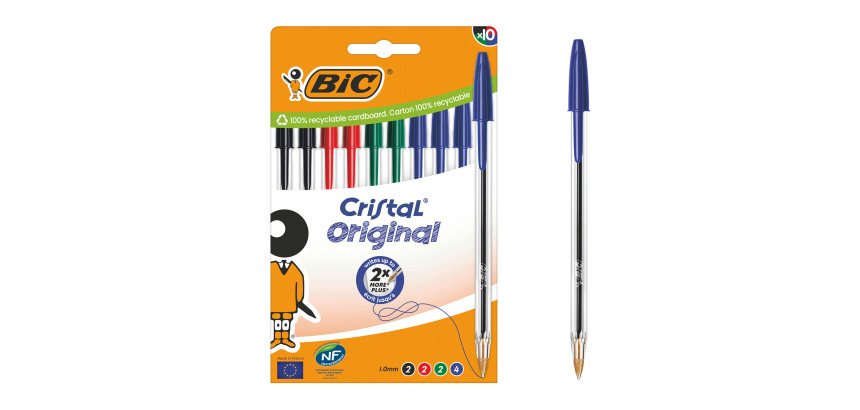 Penne a sfera BIC Cristal Original punta 1mm colori assortiti 10 pezzi