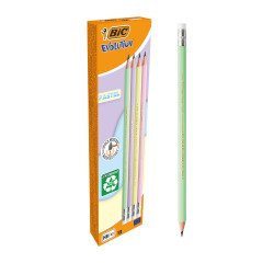Matite con gommino Pastel Bic Ecolution Evolution HB 12 pezzi