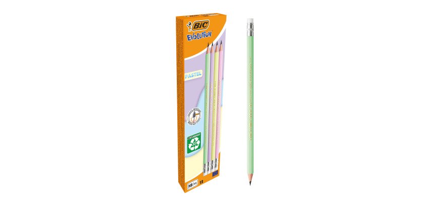 Matite con gommino Pastel Bic Ecolution Evolution HB 12 pezzi