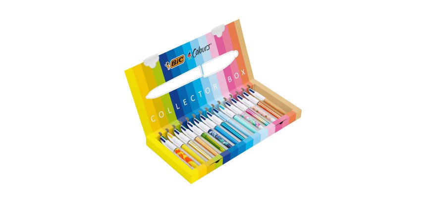 Penna a sfera a scatto BIC 4 Colori Collector Box assortita, 1mm, 15 pezzi