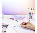 Penna a sfera a scatto BIC 4 Colori Gradient fusti metallizzati con sfumature, 1mm, 5 pezzi