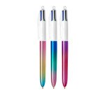 Penna a sfera a scatto BIC 4 Colori Gradient fusti metallizzati con sfumature, 1mm, 5 pezzi