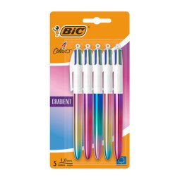 Penne a sfera Bic 4 colori Gradient fusto colori metallizzati 5 pezzi