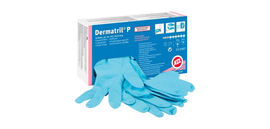 Guanti monouso PIP KCL Dermatril®P 743 in nitrile azzurro, 50 unità