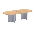 Moduleerbare vergadertafel met uitbreiding Excellens L 260 x D 120 cm top in beuk kruisvormig onderstel in hout