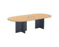 Modulierbarer Konferenztisch mit Erweiterung Excellens L 260 x T 120 cm Tischplatte in Buche und kreuzförmigem Holzgestell