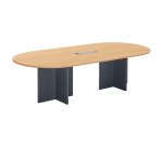 Moduleerbare vergadertafel met uitbreiding Excellens L 260 x D 120 cm top in beuk kruisvormig onderstel in hout