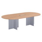 Table de réunion modulable avec extension L 260 cm plateau chêne clair piètement croix plein bois Essens