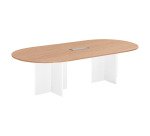Modular conference table with extension Excellens L 260 x D 120 cm cm top in light oak and cross-shaped legs in wood