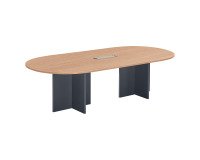 Modular conference table with extension Excellens L 260 x D 120 cm cm top in light oak and cross-shaped legs in wood