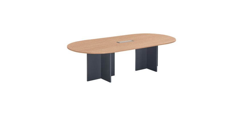 Table de réunion modulable avec extension Excellens L 260 X P 120 cm pieds croix plein bois
