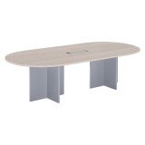 Table de réunion modulable avec extension Excellens L 260 x P 120 cm plateau chêne gris pieds croix plein bois