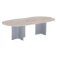 Modular conference table with extension Excellens L 260 x D 120 cm cm top in light grey and cross-shaped legs in full wood