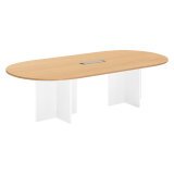 Table de réunion modulable avec extension Excellens L 260 x P 120 cm plateau hêtre pieds croix plein bois