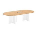 Table de réunion modulable avec extension L 260 cm plateau hêtre piètement croix plein bois Essens