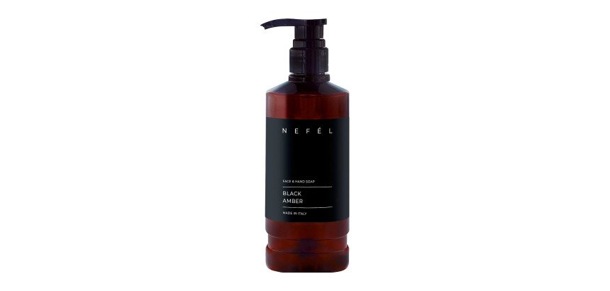 Sapone liquido profumato BLACK AMBER linea Nefél per mani e viso - 480 ml