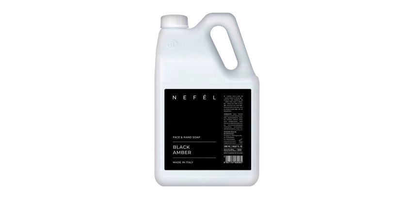 Sapone liquido profumato BLACK AMBER linea Nefél per mani e viso - 5 litri