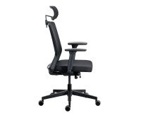 Bürostuhl COCO ergonomisch, Stoff und Netzgewebe, mit 3D-Armlehnen und Kopfstütze, Synchronmechanik, schwarze Füße