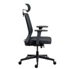 Chaise de bureau ergonomique COCO tissu et maille, avec accoudoirs 3D et appuie-tête, mécanisme synchrone, pieds noirs