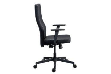 Chaise de bureau ergonomique TEAM PLUS, tissu, avec accoudoirs 1D, mécanisme synchrone, pieds noirs