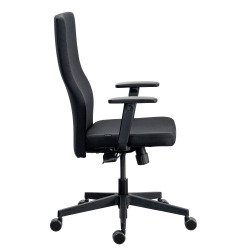 Chaise de bureau ergonomique TEAM PLUS, tissu, avec accoudoirs 1D, mécanisme synchrone, pieds noirs