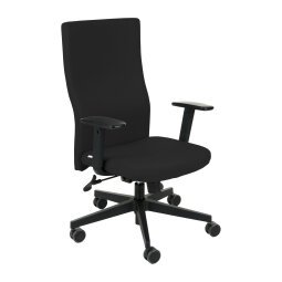 Chaise de bureau ergonomique TEAM PLUS, tissu, avec accoudoirs 1D, mécanisme synchrone, pieds noirs