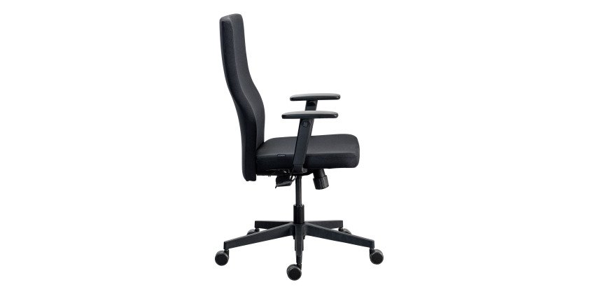 Chaise de bureau ergonomique TEAM PLUS, tissu, avec accoudoirs 1D, mécanisme synchrone, pieds noirs