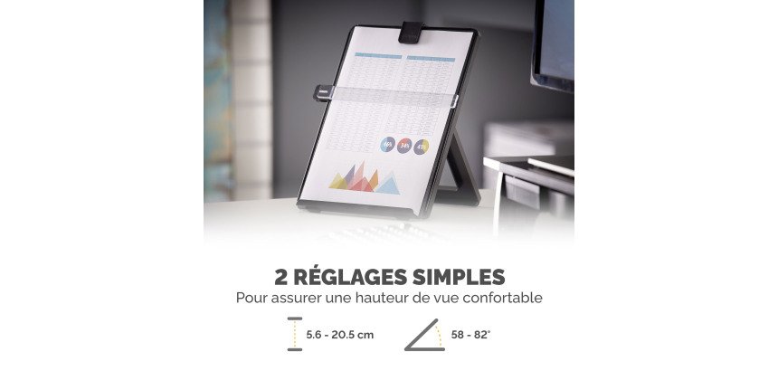 Porte-copie chevalet avec guide ligne noir