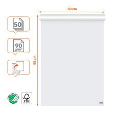 Bloc paperboard 50 feuilles blanches premium unies/quadrillées Nobo 60 x 85 cm