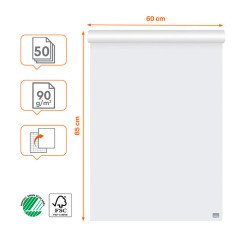 Bloc de papel cartón 50 hojas blancas premium lisas/cuadriculadas Nobo 60 x 85 cm