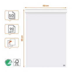 Bloc paperboard 50 feuilles blanches premium unies/quadrillées Nobo 60 x 85 cm