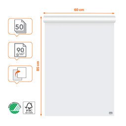 Bloc paperboard 50 feuilles blanches premium unies/quadrillées Nobo 60 x 85 cm