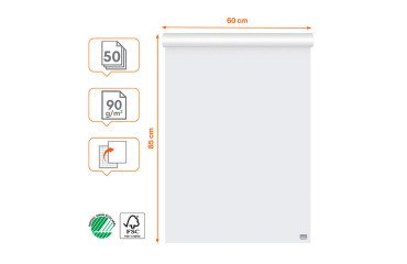 Bloc de papel cartón 50 hojas blancas premium lisas/cuadriculadas Nobo 60 x 85 cm
