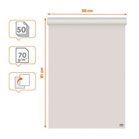 Bloc paperboard 50 feuilles blanches recyclées premium unies/quadrillées Nobo 58 x 81 cm